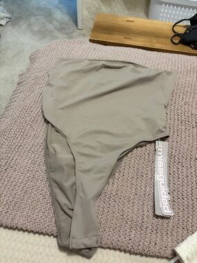 Missguided Taupe High-Waist Swim Bottoms